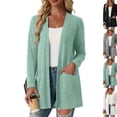 thumbnail image 2 of Women's Lightweight Cardigan Long Sleeve Sweater Open Front Casual Fall Cardigans with Pockets,Light Green XL, 2 of 7