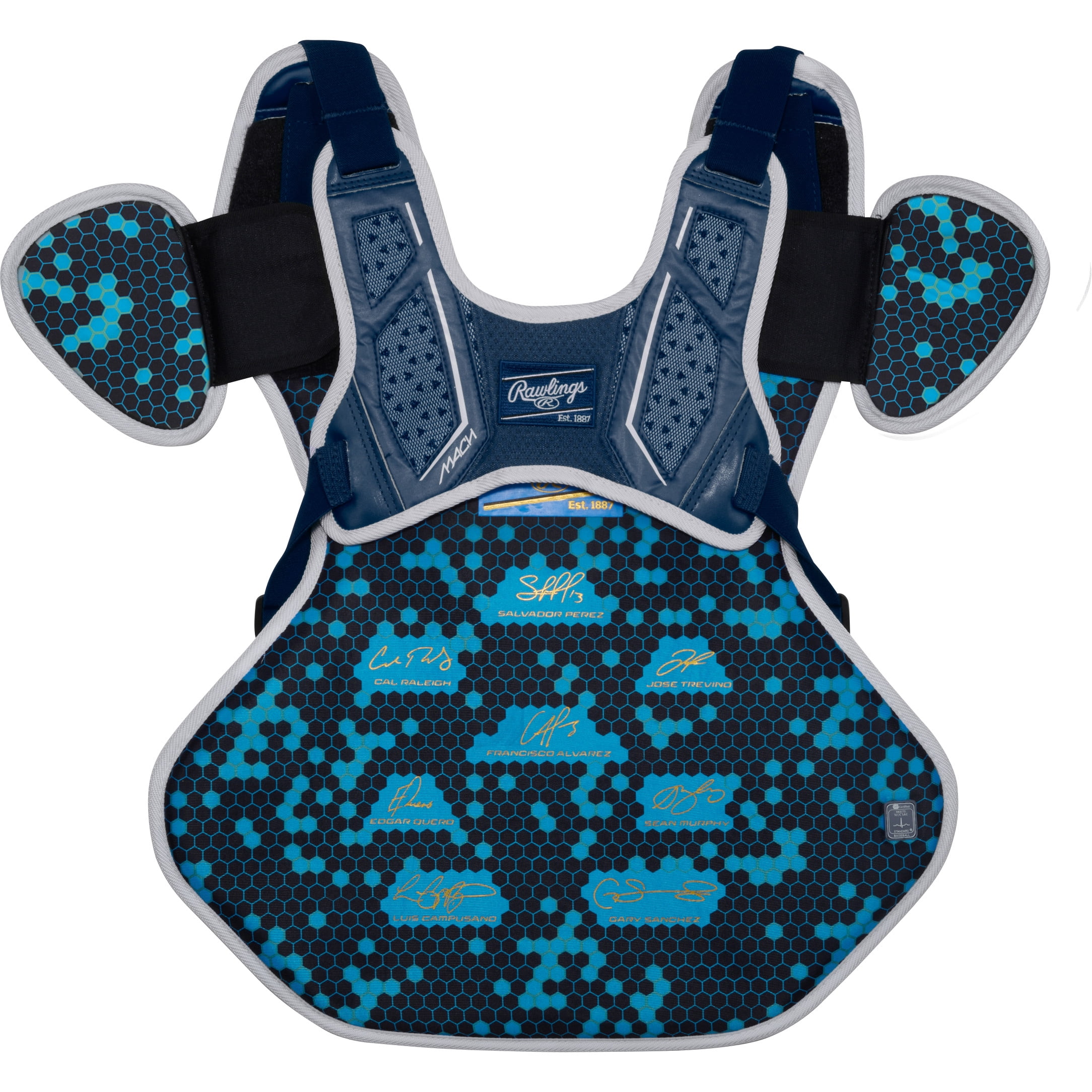 Rawlings Mach Pro Series Chest Protector, Adjustable Fit, Large, Navy/White