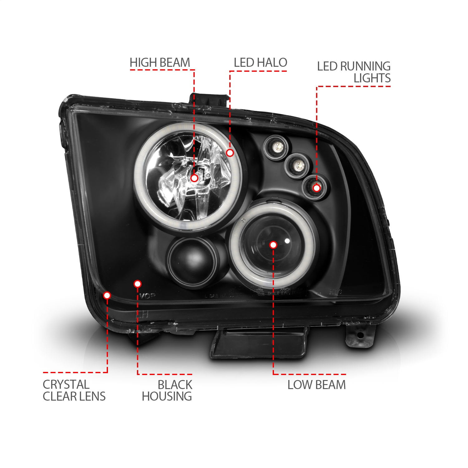 ANZO USA 121166 Projector Headlight Set w/Halo
