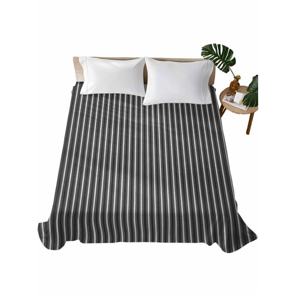 Twin Flat Sheet 66"x96", Geometric Grey Soft Lightweight Bedding Flat Sheets Only, Abstract Contemporary Minimalist Line Brushed Microfiber Top Bed Sheet, Breathable StainResistant Bedsheets