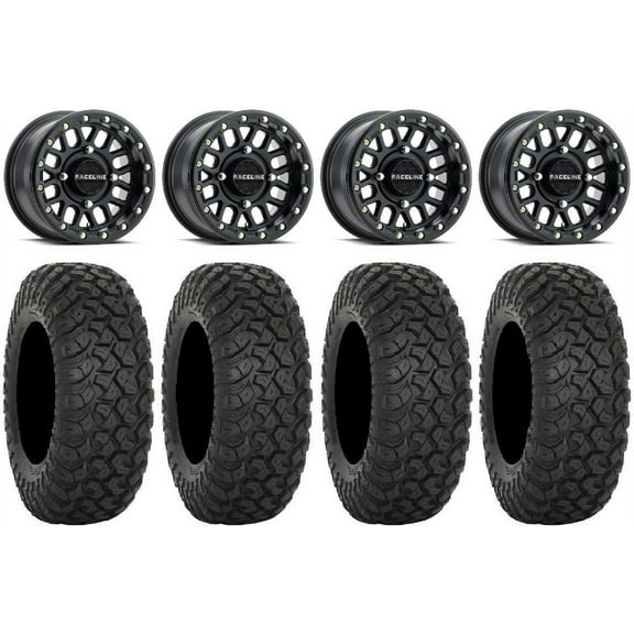 Raceline Podium Bdlk 15" Bk Wheels 32" RT320 Tires Can-Am Commander Maverick Renegade Outlander Defender