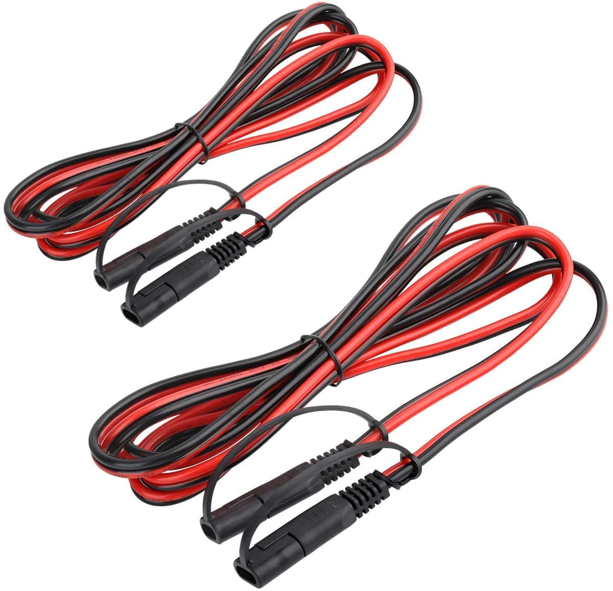 RUIZHI 2 Pack 10 AWG Automotive Extension Cable SAE to SAE 2 Pin Connector Wire Harness with Waterproof Cap for Motorcycles Cars Tractors