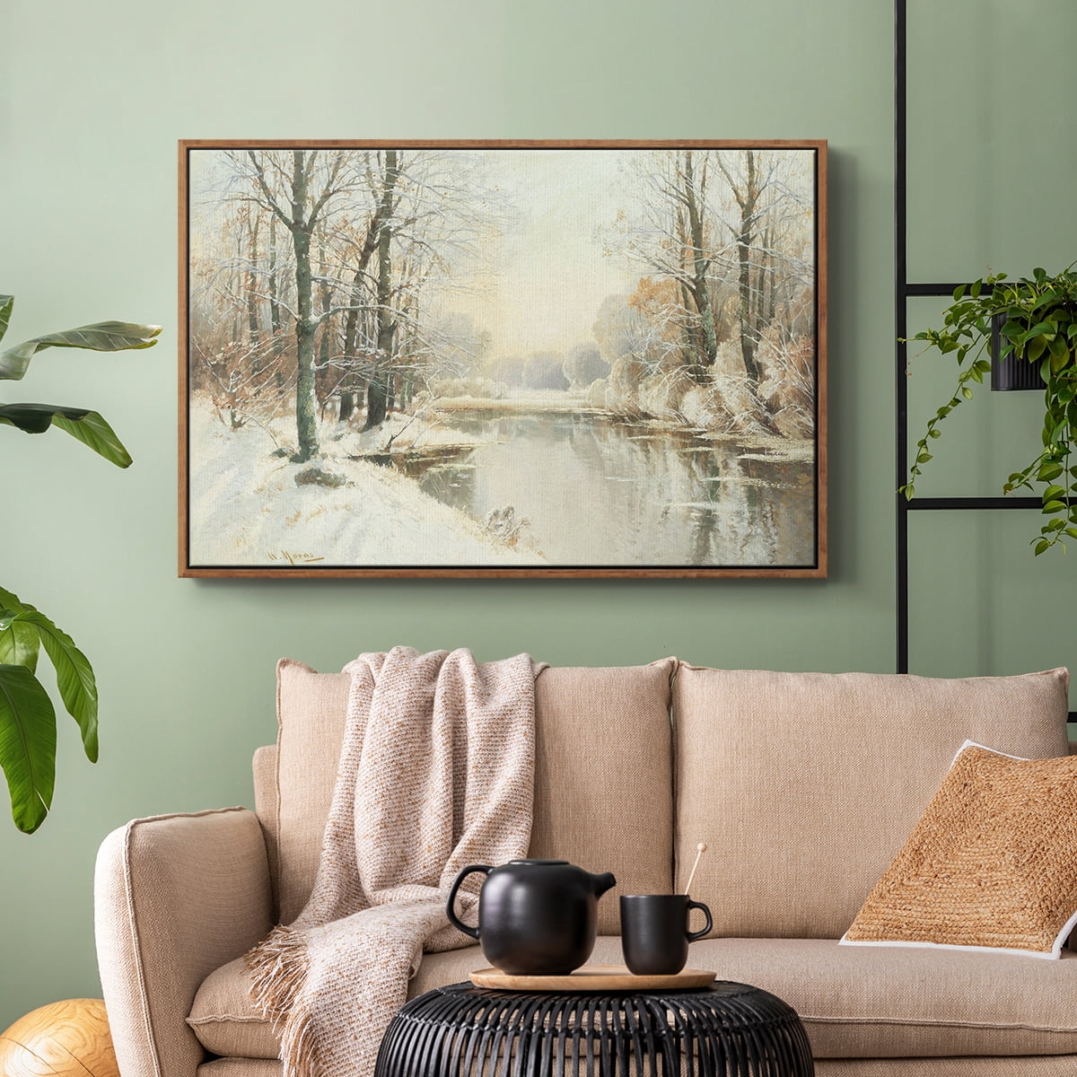 Vintage Landscape-CCLXXXII By Wexford Home Framed in Walnut Wood Gallery Wrapped Canvas 27 in. x 41 in.