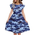 thumbnail image 2 of Amidoa Girls Summer Dresses Tiered A-Line Ruffled Dresses Kids Casual Floral Print Sundress Blue Size 5T, 2 of 8