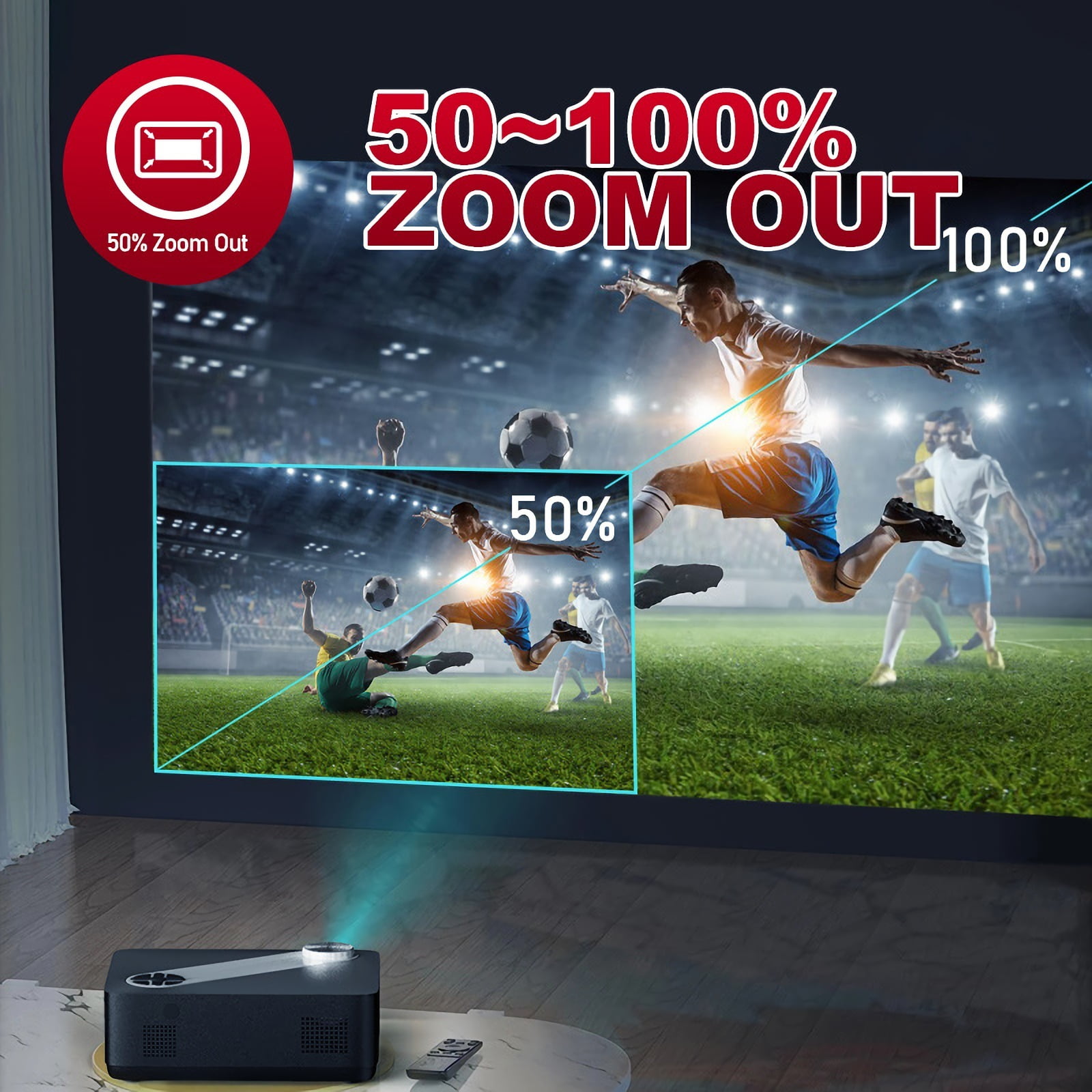 JIMTAB 2025 M22 Projector 5G Wifi 1080P Native Projector, 4K Support 520 ANSI 13500L Short Throw 5G Projector Compatible with Tvbox, Laptop, iPhone and Android