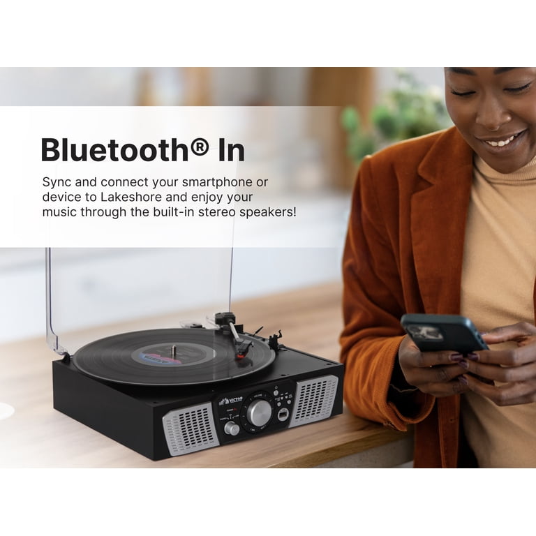 VICTOR Lakeshore 5-in-1 Turntable System with 3-Speed Record