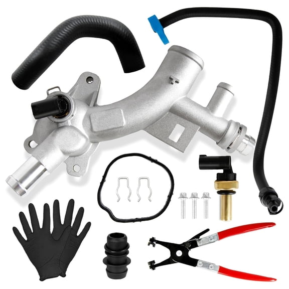 Upgraded Engine Coolant Housing Water Outlet Aluminum with Hoses for 2011-2021 Chevy Cruze Sonic Trax, Buick Encore 1.4L Water Outlet Replace 25193922 902-846 13251447