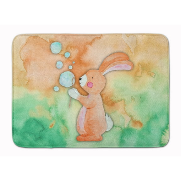 Rabbit and Bubbles Watercolor Machine Washable Memory Foam Mat