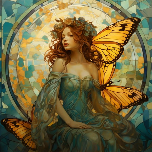 Butterfly Fairy Woman 5D Diamond Art Painting by Number Kits for Adults DIY Paint with Full Drill Round Diamond Gems Painting Art Craft for Home Wall Decoration 13.8x13.8in