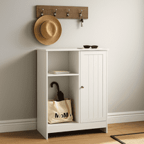 Homy Casa Entryway Storage Cabinet with Adjustable Shelves, White Organizer for Hallway