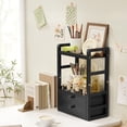 thumbnail image 2 of BathWay Bamboo Bathroom Countertop Organizer, 2-Tier Makeup Organizer with 2 Drawers, Vanity Organizer Storage Coffee Matcha Station, Compact Shelf for Bathroom Kitchen Office, Black, 2 of 8