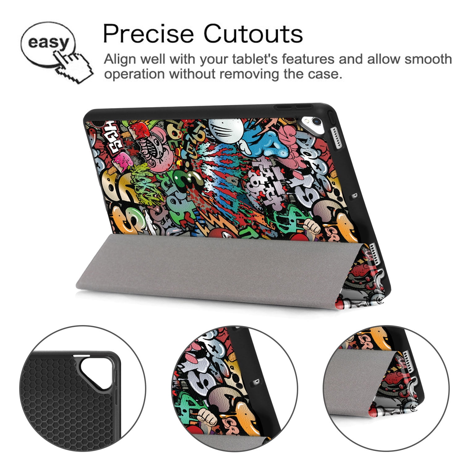 Allytech iPad 10.2 Case with Pencil Holder, iPad 8th 7th Generation Case Cover, Ultra Slim Folding Stand Smart Shell Auto Sleep Wake Shockproof TPU Back Cover for Apple iPad 10.2, Painting