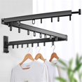 thumbnail image 3 of Folding Clothes Hanger Wall Mount Cloth Drying Rack Space Saving Aluminum Clothes Home Retractable Laundry Clothesline D 3 Rod 18 Hook, 3 of 6