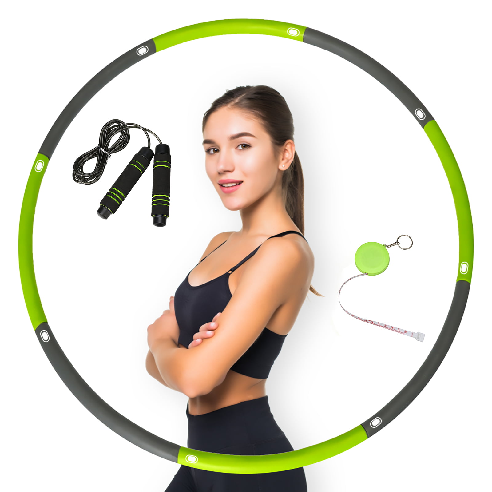 Hula Hoop for Slimming Detachable Fitness Hoop with Foam Adjustable Width for Adults Help You Lose Weight by Burning Calories Green 