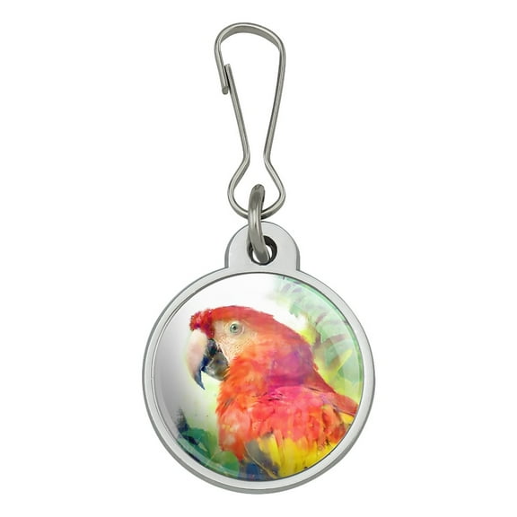 Rainforest Macaw Parrot Tropical Watercolor Jacket Handbag Purse Luggage Backpack Zipper Pull Charm