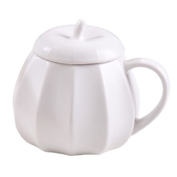 Taza de calabaza con tapa, taza de café de cerámica de Halloween, mango aislado y diseño a prueba de fugas