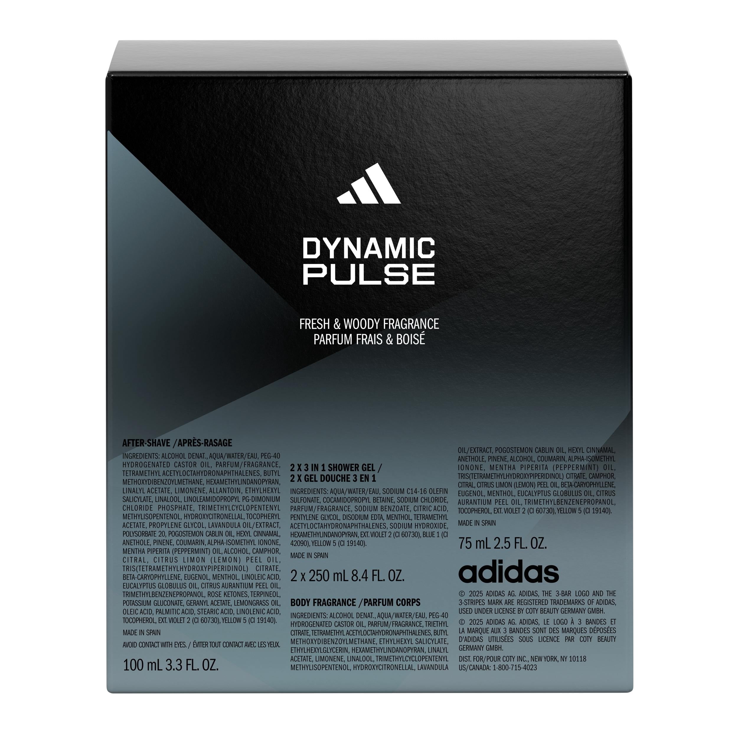 Adidas Dynamic Pulse Men's 4-Pc Holiday Giftset including a Body Wash (X2), After Shave, and a Deo Natural Spray