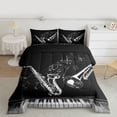 thumbnail image 2 of Feelyou Modern Musical Note Full Size Comforter Sets, Pop Music Lover Bedding Comforter Set, Saxophone Piano Print Reversible Bedding Sets, Super Cozy Room Decor, 3 Pieces, 2 of 8