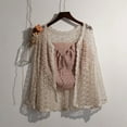 thumbnail image 3 of Women Summer Flare Long Sleeve Knitted Cardigan Hollow Out Crochet Mesh Net Open Front Cropped for Jacket Thin Lightweight Loose Beach Sweater Cover Up Top, 3 of 12