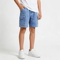 thumbnail image 6 of LJEFF Boys Paperbag Waist Denim Shorts, High Waist Buttons Pocketed Cuffed Hem Shorts for Kids Blue Size 6 T, 6 of 7