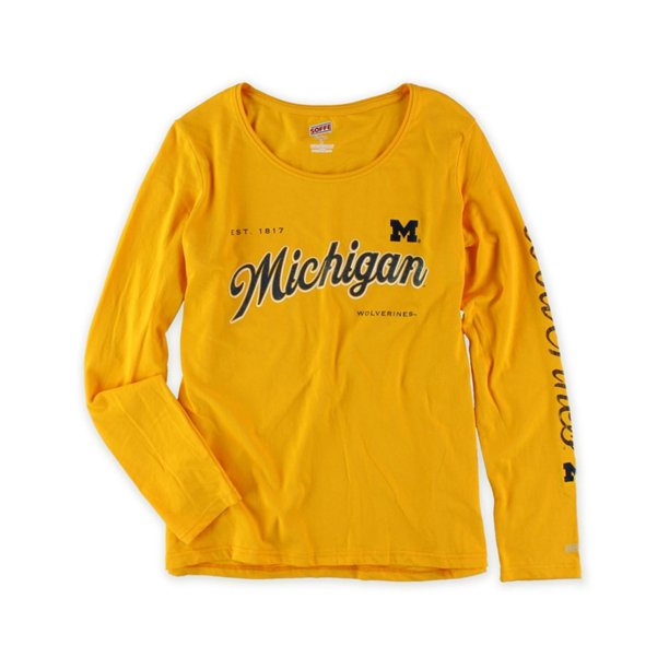 Soffe Womens Michigan Glitter Graphic Camiseta, Amarillo, X-Large Soffe Camiseta gráfica