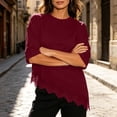 thumbnail image 5 of Womens Basic Tshirts Loose Fit Tee for Women Short Elbow Sleeve Lace Spandex Summer Fall Shirt 2026, 5 of 9