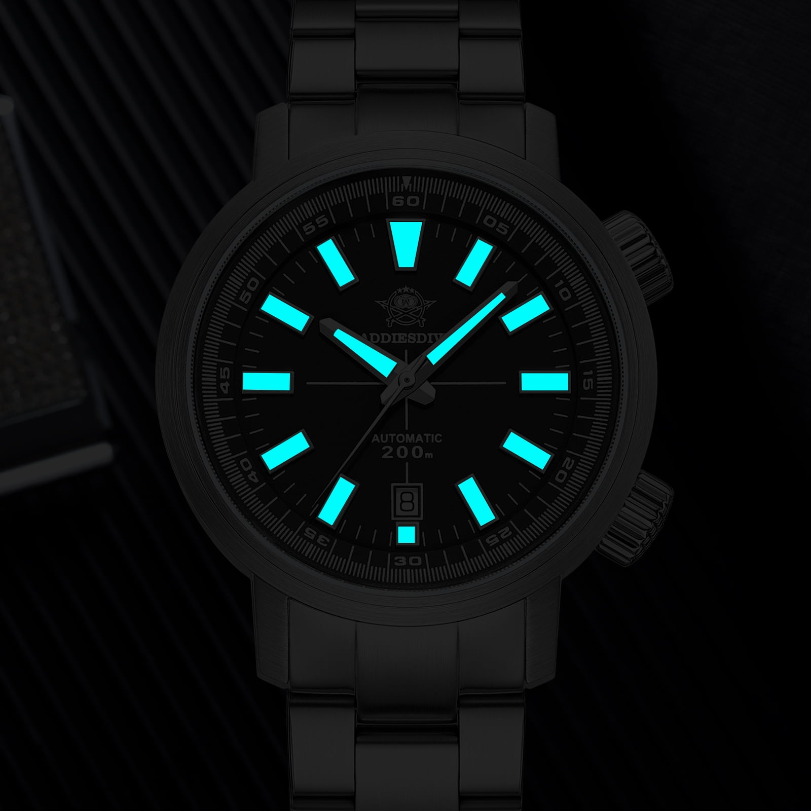 ADDIESDIVE Men's Automatic Watch Dive 200M Waterproof Sapphire Crystal Japanese Movement Stainless Steel Luminous Analog Mechanical Watches for Men