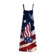thumbnail image 5 of Vestido largo de playa ajustado con estampado de rayas sin mangas con cuello en V y cintura media a la moda para mujer del Día de la Independencia Pompotops  ghjkhdj8466, 5 of 5