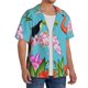 thumbnail image 2 of Fotbe Tropical Jungle Flamingo Camisa Estampada de Manga Corta para Hombre, Casual de Verano, Estilo Playero, Sin Arrugas-3X-Large, 2 of 5