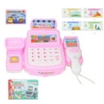 thumbnail image 4 of Juego de simulación de caja registradora, Mini caja registradora de supermercado para niños, juguetes para juegos de rol, color rosa, 4 of 9