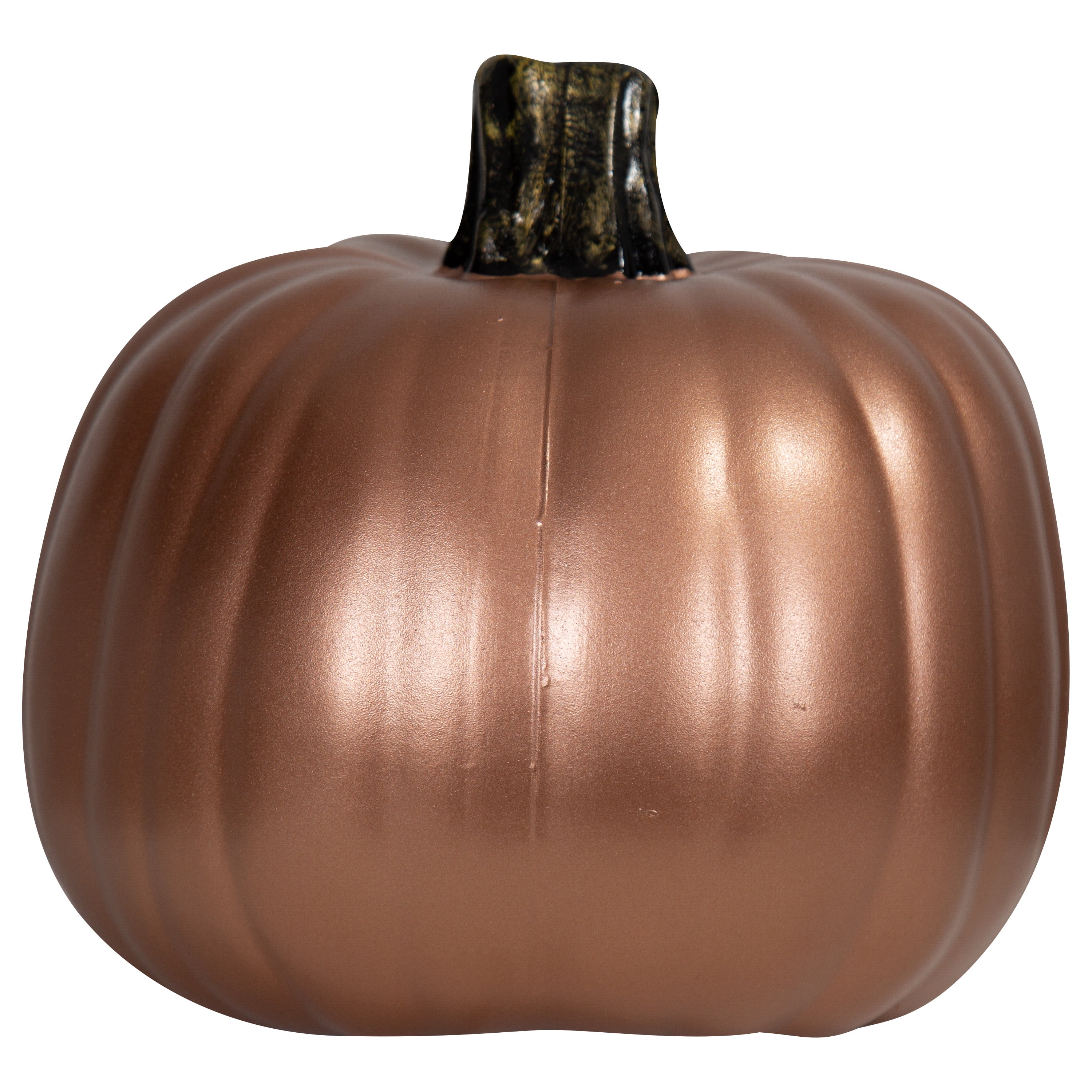 9-Inch Molded Copper Craft Pumpkin with Black Natural Stem for Outdoor Decor