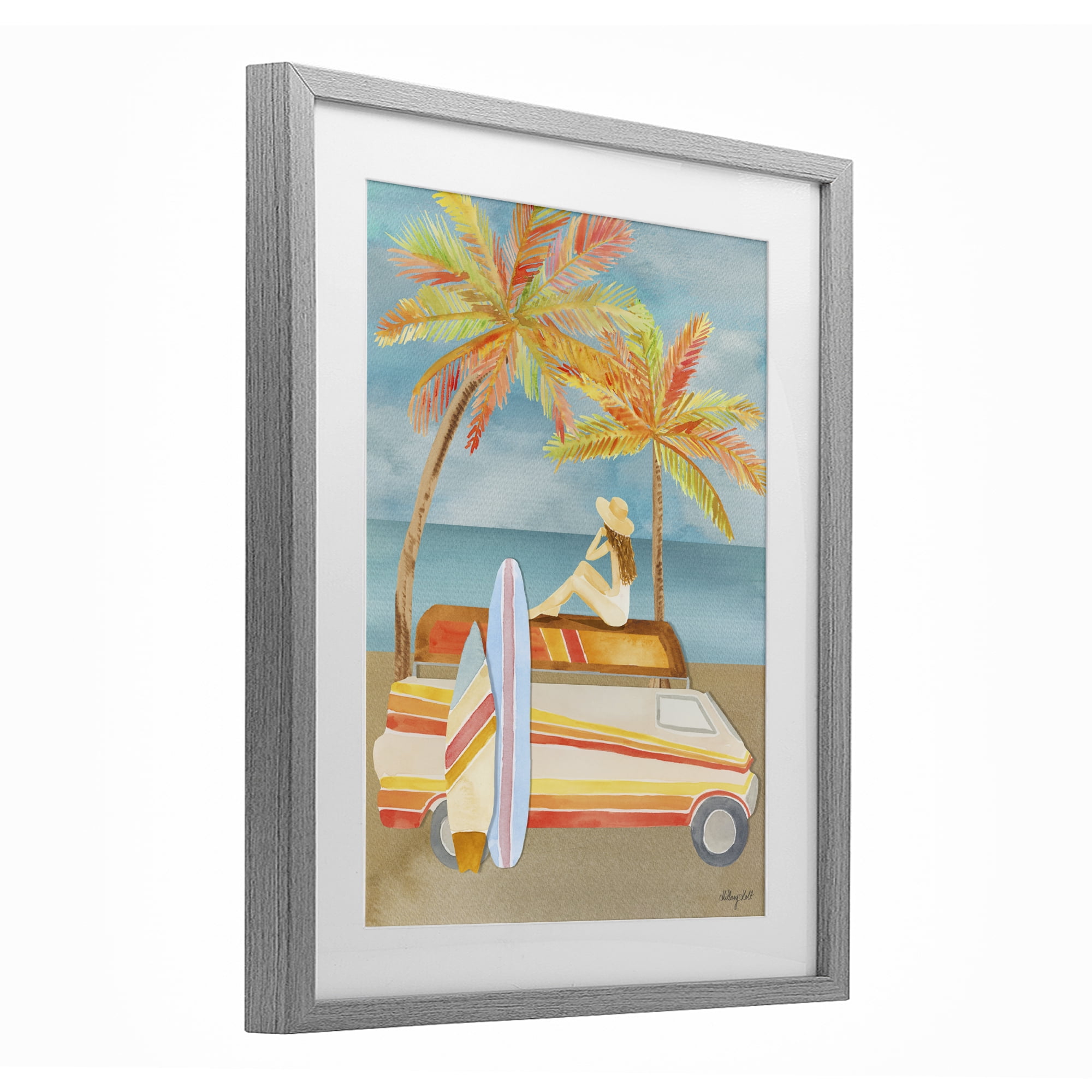 Stupell Industries California Road Trip Gray Framed Print Under Glass, design by Hillary Holt