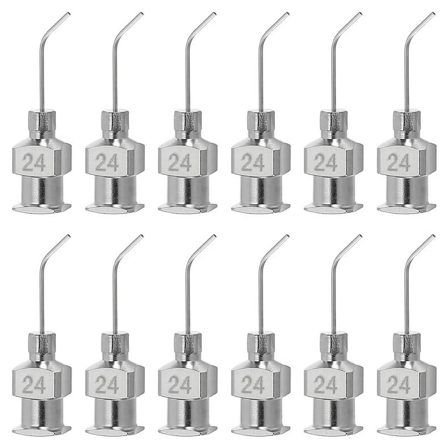 12 Pcs 24G 0.51 Inch Bent Blunt Tip Dispensing Needle with Lure Lock for Refilling Liquid Adhesives