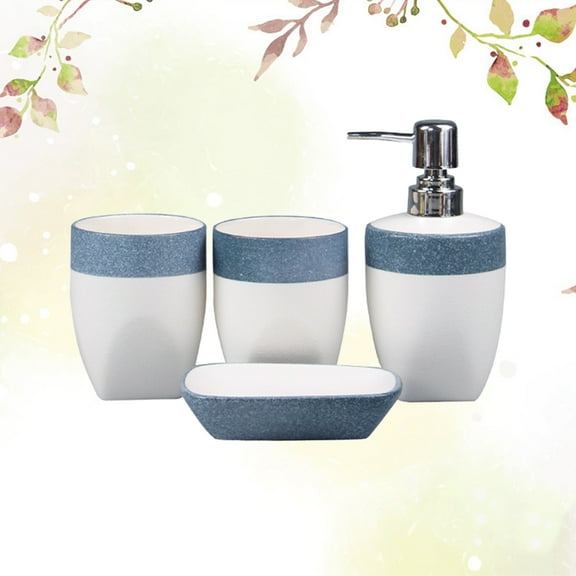 DECORNIJIA Ceramic Cups Bathroom Accessory Sets Blue 1 Set
