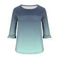 thumbnail image 7 of GERsome Short Sleeve T-Shirts for Women Trendy 3/4 Ruffle Sleeve Crew Neck Loose Fit Shirts Gradient Print Summer Casual Tunic Tops, Sizes S-3XL, 7 of 7