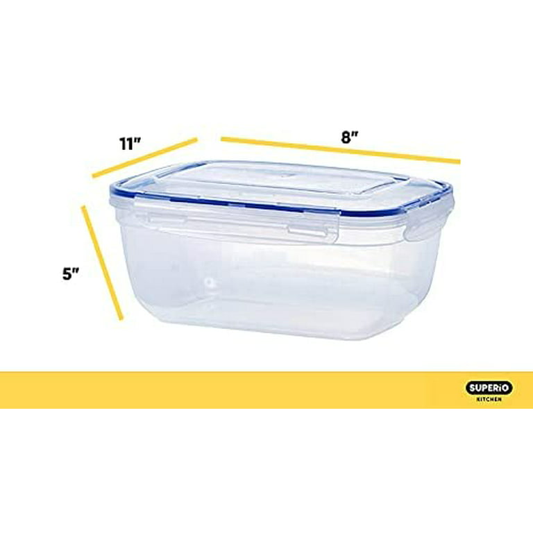 Superio Large Plastic Food Storage Container, with Airtight Lid for Pantry-  (2.5 Quart) Microwave, Dishwasher and Freezer Safe, BPA Free Plastic
