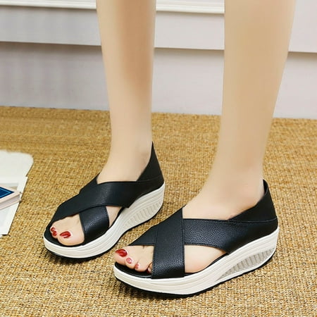 

Summer Sandals for Women 2024 Trendy Affordable Summer Shoes for Women Well Made Comfortable White Sandals Stylish Deal Of the Prime Of Day Today Black 40