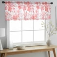 thumbnail image 2 of Red Pink Flowers Valance Curtains for Kitchen/Living Room/Bathroom/Bedroom Window, Rod Pocket Small Topper Half Short Window Curtains Voile Sheer Scarf, Watercolor Summer Botanical Floral 54"x18", 2 of 8