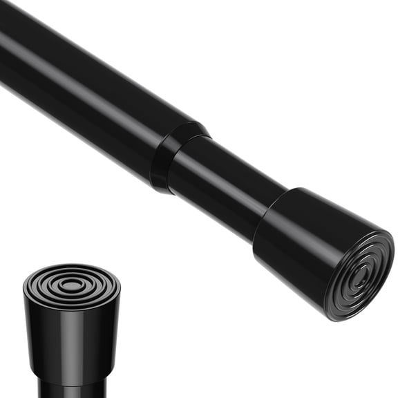 Spring Tension Rod 18-41", No Drilling Adjustable Black Curtain Rods | Spring loaded, expandable small short rod. Extends from 18-29 to 41 Inch. For windows, kitchen, doorway