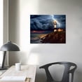 thumbnail image 3 of EastSmooth  Lighthouse Wall Art Storm Sea Ocean Painting Seascape Pictures Nature Lightning Artwork Coastal Beach View Canvas Prints Home Office Bedroom Bathroom Decor, 3 of 4