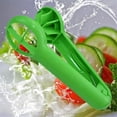 thumbnail image 1 of Herramienta cortadora de melón Cortador de sandía de plástico verde 1 pieza Rebanadora de frutas de espesor ajustable para picnics, barbacoas, fiestas, cuchilla de acero inoxidable de precisión, 1 of 6