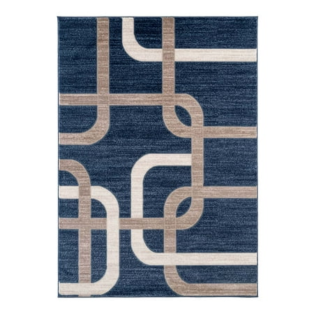 - Ladole Rugs Anatolia Collection Vintage Geometric Pattern Beautiful Design Area Rug Carpet in Blue and Beige, 2x3 (2' x 3'3
