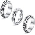 thumbnail image 1 of 3Pcs Stainless Steel Fidget Band Rings Spinner Rings for Women Mens Moon Star Sun Ring Celtic Stress Relieving Reduce Anxiety, 1 of 8