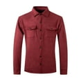 thumbnail image 3 of JUUYY Men's Casual Shirt Jacket Long Sleeve Suede Shirts Shacket Wrinkle-Free Lightweight Work Coat Button Down Solid Color Overshirt Top Wine M, 3 of 8