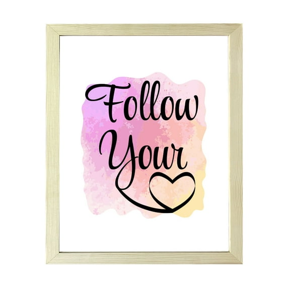 Designs ByLITA Follow Your Heart, 8 x 10 Wooden Framed Wall Art Print | Positive Motivational Decor