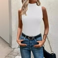thumbnail image 2 of Kovlvoll Going out Tops for Women High Neck Sleeveless Camisole Summer Ribbed Knitted Solid Color Slim Fitting Tanks, 2 of 6