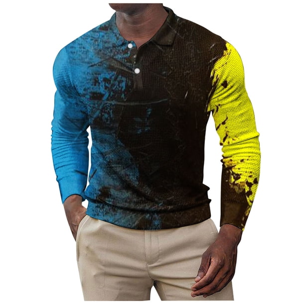 Camiseta de manga larga con cuello vuelto para hombre a la moda, blusa con estampado de otoño, camiseta informal Pompotops oipoqjl50244