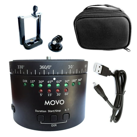 Movo Photo MTP-11 Motorized Panaromic Time Lapse Tripod Head with Variable Speed, Time and Direction with Built-in Rechargeable Battery - For DSLR Cameras, GoPro and