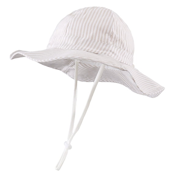Akiihool Cotton Sun Hat Baby Sunhat Infant Toddler & Kids Summer Water Flap Baby Swim hat UPF 50 Boy & Girl Beach Khaki,6-12 Months
