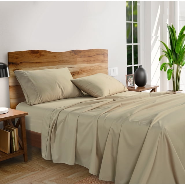 Casa Platino Juego de Sábanas Cal King – 100% Egyptian Cotton, 1000 Hilos, Suavidad Estilo Hotel Diario con Acabado de Satén, Bolsillo Profundo de 15” – Lino